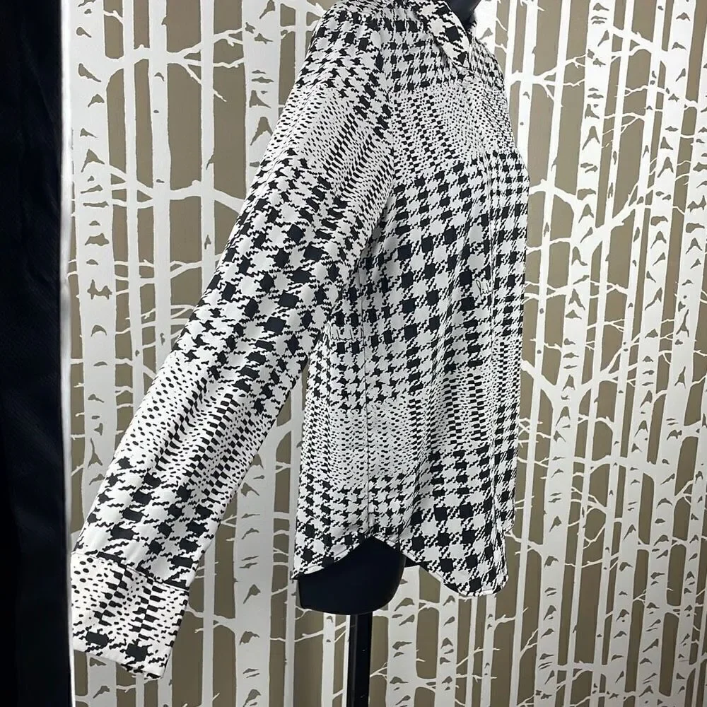 Richard Allen X H&M Houndstooth Plaid Button Front Shirt 2 - Picture 2 of 9